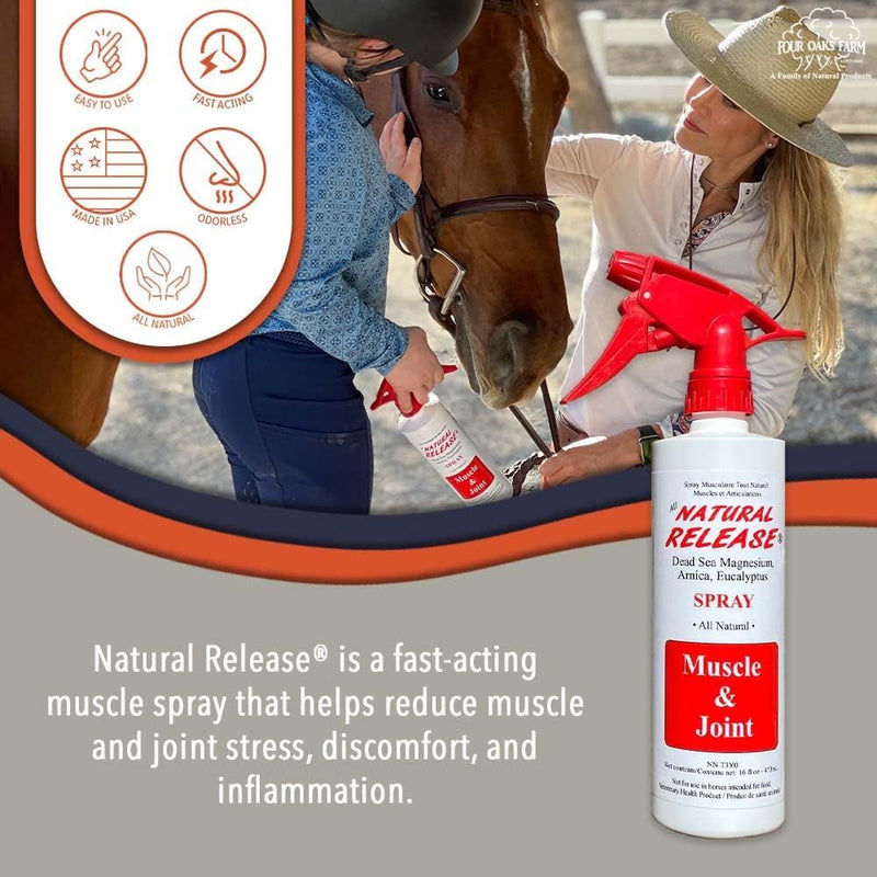 Natural Release Muscle Spray Treatment - Horse Liniment for Sore Muscles, Joint Pain, Tendon & Inflammation Relief - Easy to Use, Fast Acting, Alcohol & Menthol Free (16 oz) 16 oz. - BeesActive Australia
