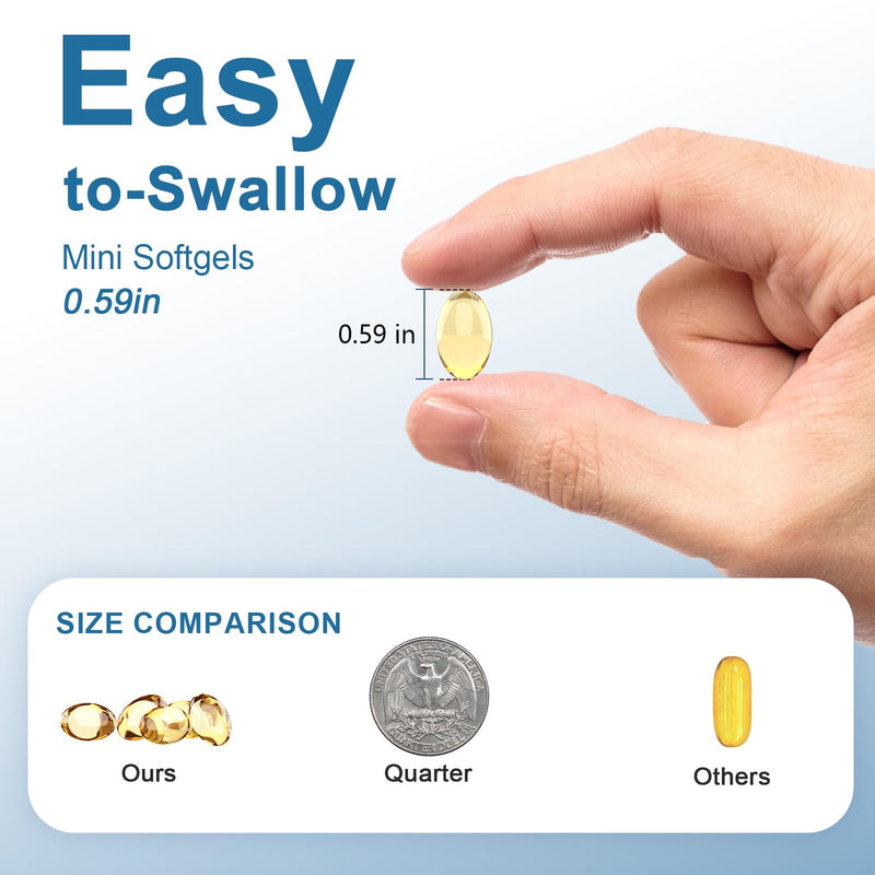 Fish-Oil Omega3-Fatty Acids-Supplement Small-Softgels - 180Count 1440mg for Healthy Heart Brain Eyes Support High EPA DHA Easy to Swallow