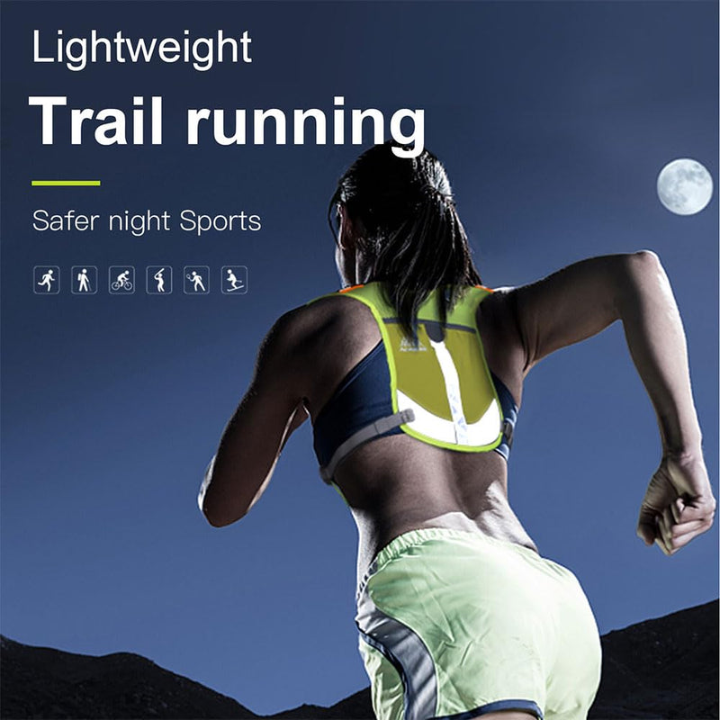 AONIJIE Reflective Running Vest Marathon Running Vest Pack Breathable for Hiking Camping Cycling Race rose red with 2*250ml bottle
