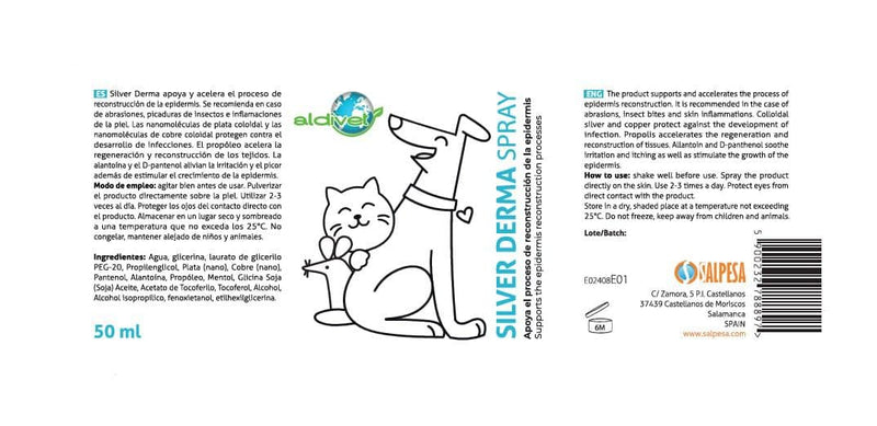 Aldivet Healing Spray in Dogs and Cats – Antimicrobial Protection – Accelerates Tissue Regeneration and Reconstruction – Relieves Irritation Mild Inflammation of the Skin and Itching – 50 ml.