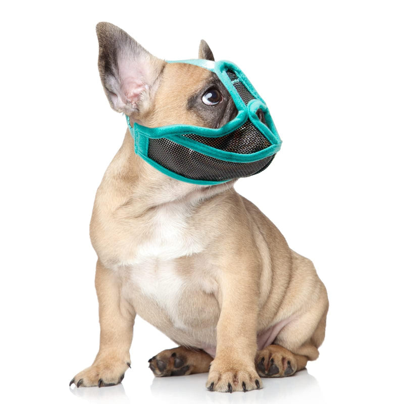 Muzzle for dogs, dog muzzle with short snout, mesh adjustable muzzle French bulldog, breathable short snout anti-bite bulldog for anti-biting, anti-bark licking L - BeesActive Australia