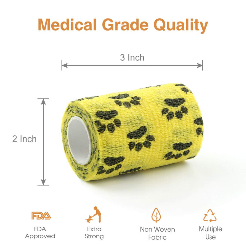 AUPCON Vet Wrap Cohesive Bandages Bulk Self Adhesive Bandage Wrap Self Adherent Wrap Non-Woven for Dogs Pet Animals & Ankle Sprains & Swelling 2 Inch x 5 Yards (3 Inch Claw) 3 Inch Claw - BeesActive Australia