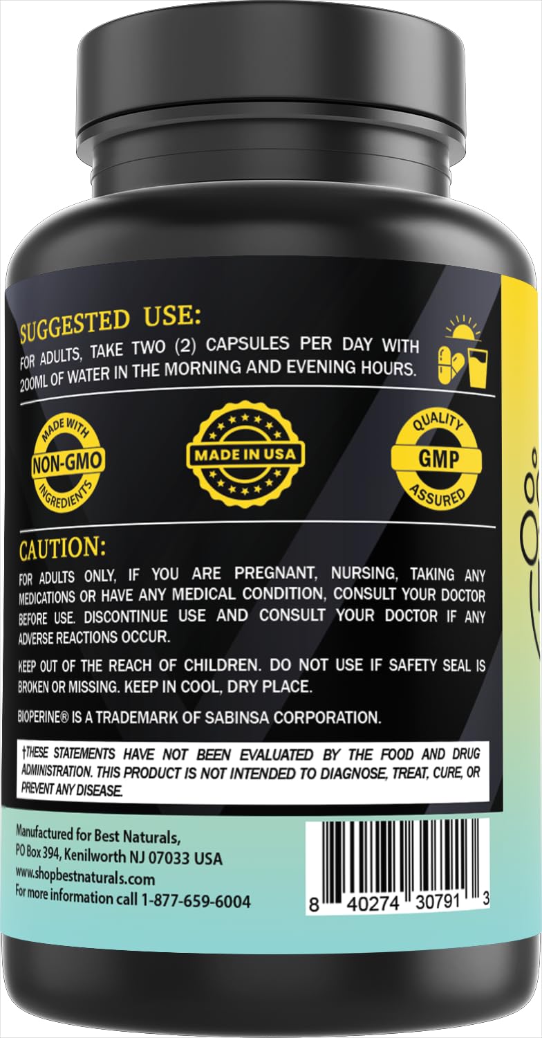 Best Naturals Day-to-Day Magnesium Supplement 400 mg 90 Veg Capsules - Made with Vitamin D3, Ashwagandha Root Extract, Spinach & BioPerine
