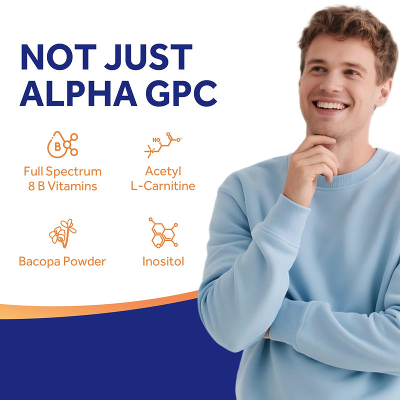 Doctor's Recipes Alpha GPC 300 mg Supplement, with 8 B Vitamins, Inositol, Acetyl L-Carnitine, Highly Bioavailable Source of Choline, 12-in-1 Cognitive Support for Women & Men, 60 Veggie Capsules