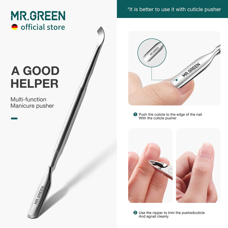MR.GREEN Cuticle Nippers Nail Manicure Scissors Cuticle Clippers Trimmer Dead Skin Remover Stainless Steel Cutters Beauty Tool With Pusher (Mr-1028+Pusher) Mr-1028+pusher - BeesActive Australia
