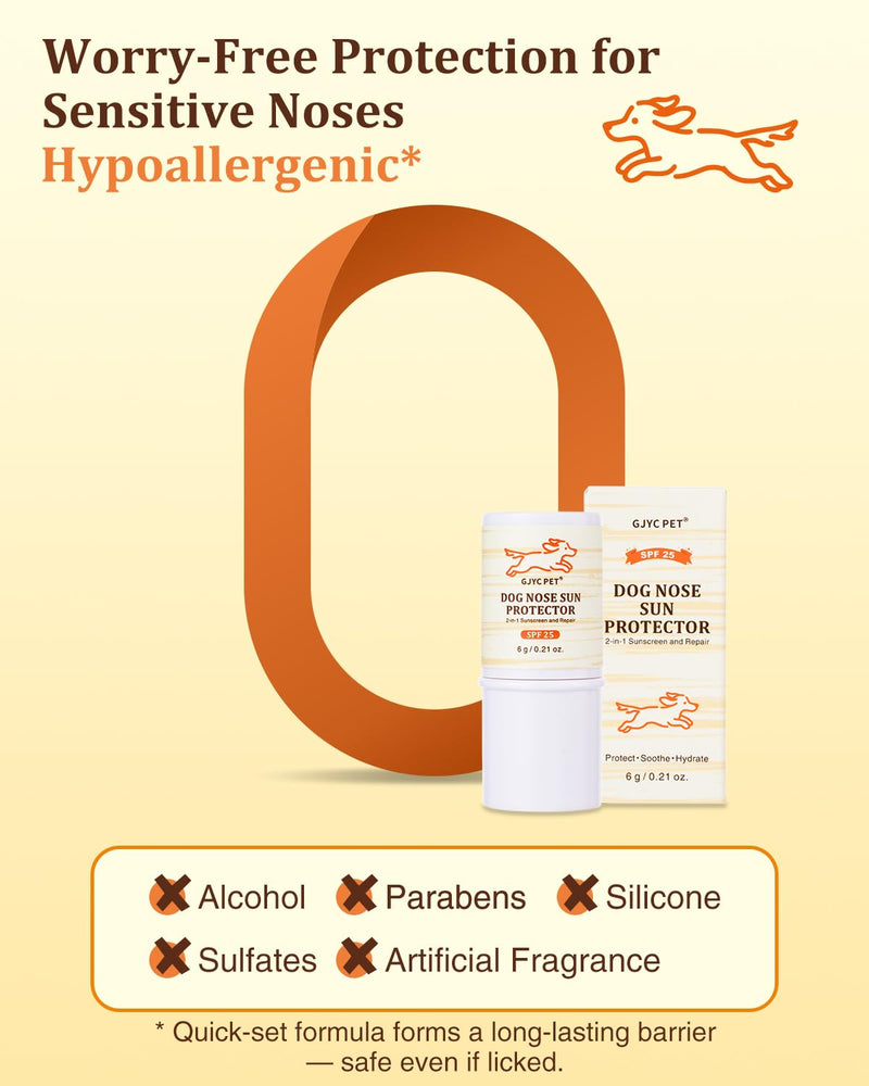 Dog Nose Sun Protector Balm - SPF25 Sunscreen for Dogs, Shea Butter & Coconut Oil Formula, Protects & Repairs Dry/Cracked Noses, Safe for All Breeds