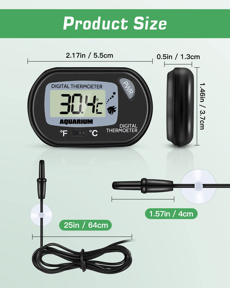 Zacro 2 Pack Digital Aquarium Thermometer, Fish Tank Thermometer, Water Thermometer with Large LCD Display,Reptile Thermometer for Fish Tank Water Terrarium 2 Packs - BeesActive Australia