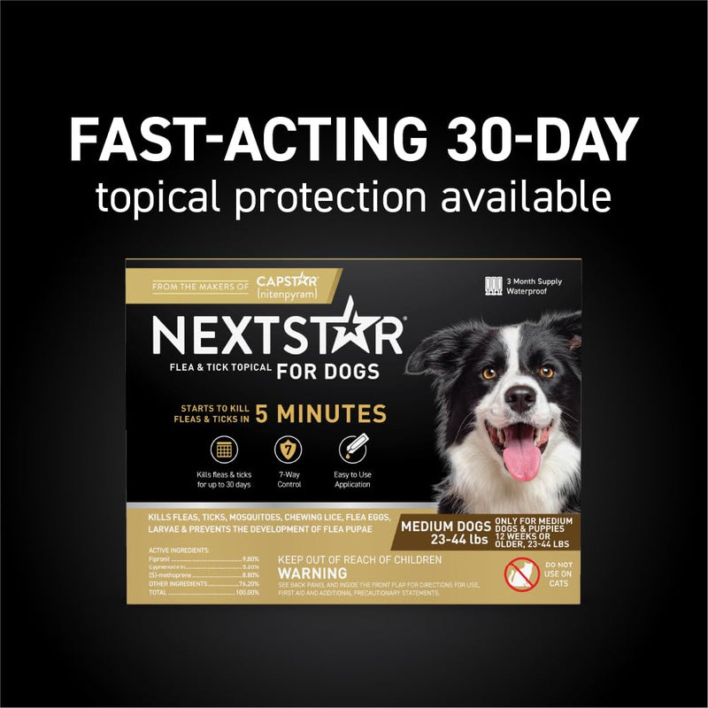 NEXTSTAR Flea and Tick Prevention for Dogs, Repellent, and Control, Fast Acting Waterproof Topical Drops for Medium Dogs, 3+1 Month Bundle