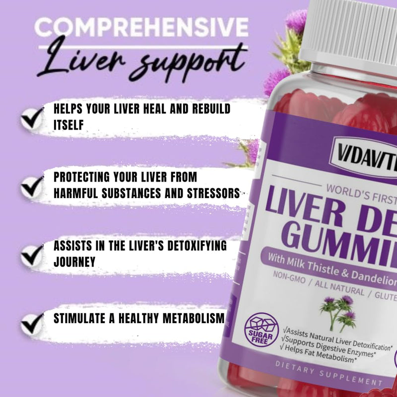 Sugar-free Liver Cleanse Detox & Repair Gummies ‚Äî 1500mg Milk Thistle Supplement with Artichoke, Dandelion and 20+ Herbs ‚Äî Essential Liver Support Supplement for Men & Women(60 Vegan Gummies) Apple - Basic Variant - BeesActive Australia