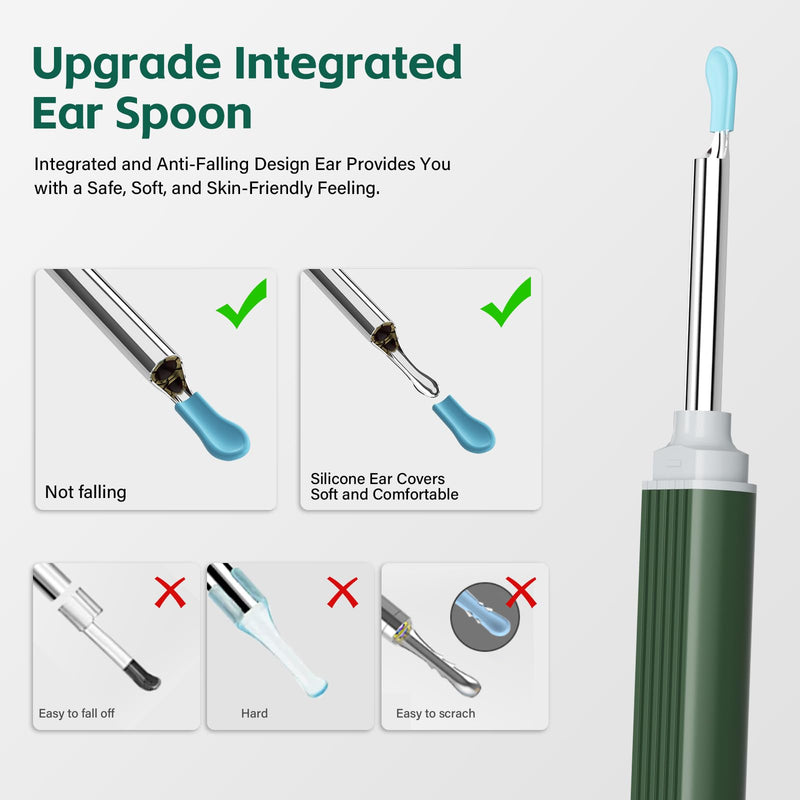 Ear Wax Removal with 8 Pcs Ear Set - Ear Canal Cleaner with 1080P Camera - Ear Cleaning Kit with 6 Ear Scoops - Ear Wax Cleaner with Camera-Otoscope Ear Pick Tool for iOS & Android - BeesActive Australia
