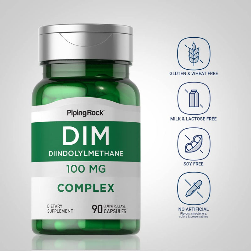Piping Rock DIM Complex Supplement | 100 mg | 90 Capsules | Diindolylmethane Formula | Non-GMO & Gluten Free
