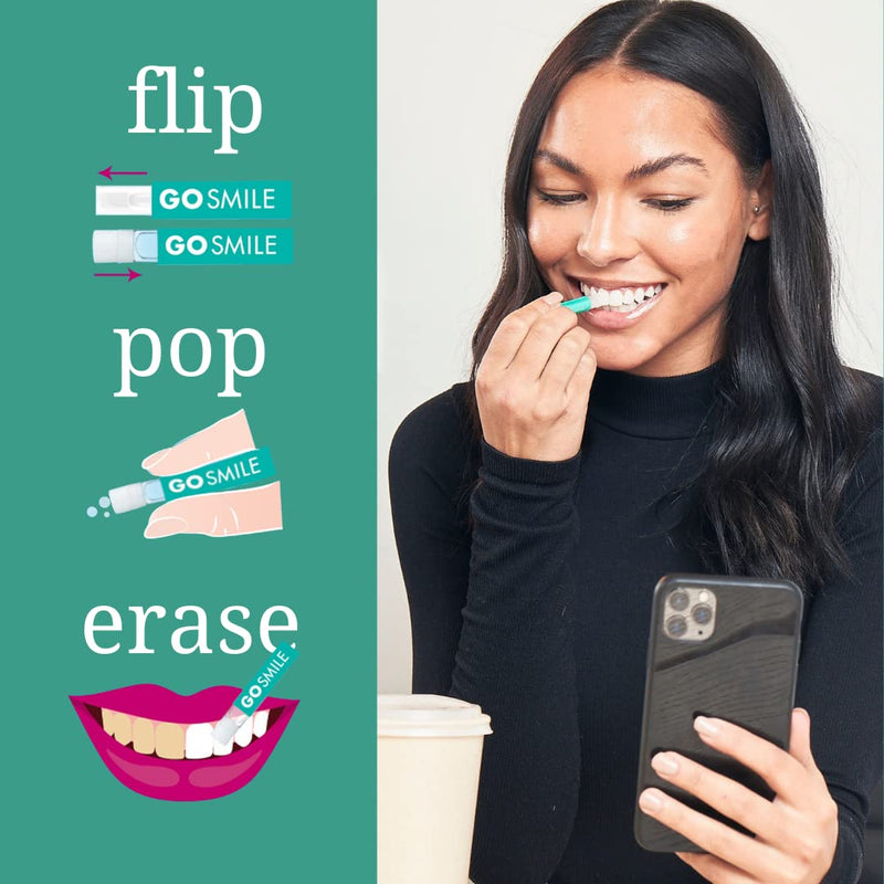 GO Smile Teeth Whitening Stain Erasers, (28 Single-use, applicators), On-The-Go Instant Teeth Cleaning, removes Coffee, red Wine and Tea Residue from Teeth Before Stains Set in, Mint Flavored 1 Fl Oz (Pack of 28) - BeesActive Australia