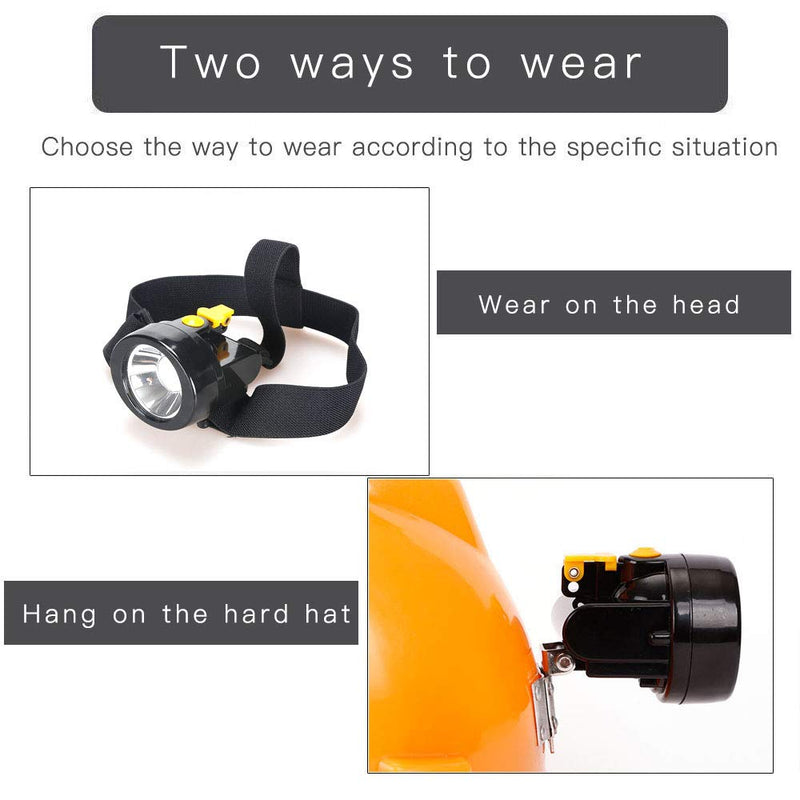 Rechargeable Cap Mining Lamp 1+6 LED Light Source Coal Miner Light for Hard hat Waterproof Miner Lamp Explosion Proof Headlight for Outdoor Professional Works (Yellow) Yellow Light - BeesActive Australia