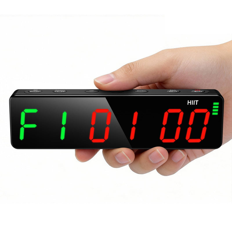 Portable Workout Timer, Workout Clock for Home Gym Garage Boxing, Gym Timer Clock with Strong Magnet, Powerful Battery, Adjustable Brightness for Fitness Enthusiasts Coaches Black 7 inch - BeesActive Australia