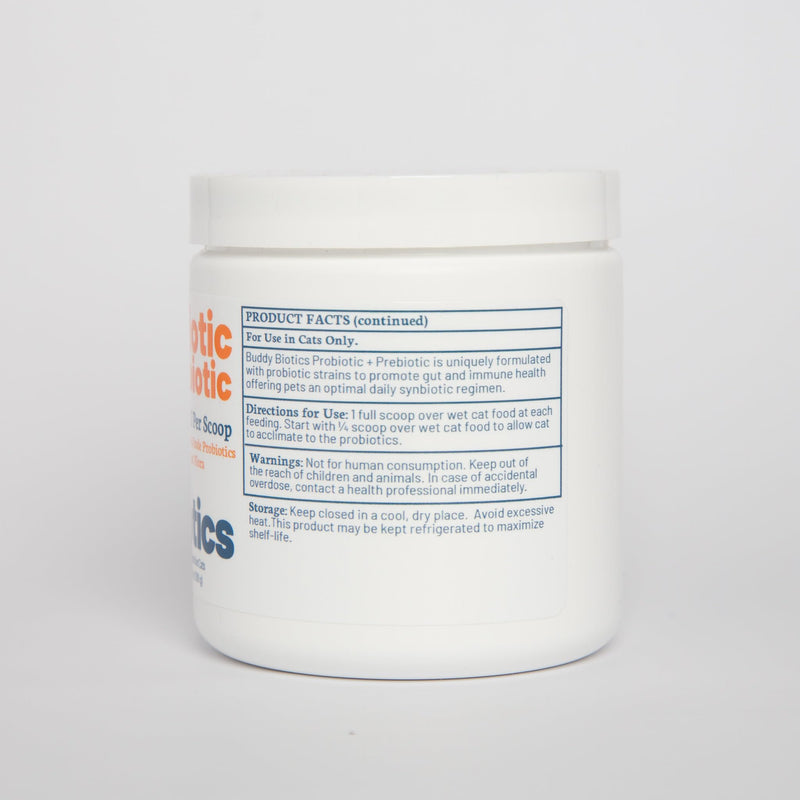 Probiotic + Prebiotic Powder for Cats 7- Probiotic Strains with Prebiotic FOS, Supports Gut Flora, Digestive & Immune Health, 3 Billion CFU per 1g Scoop