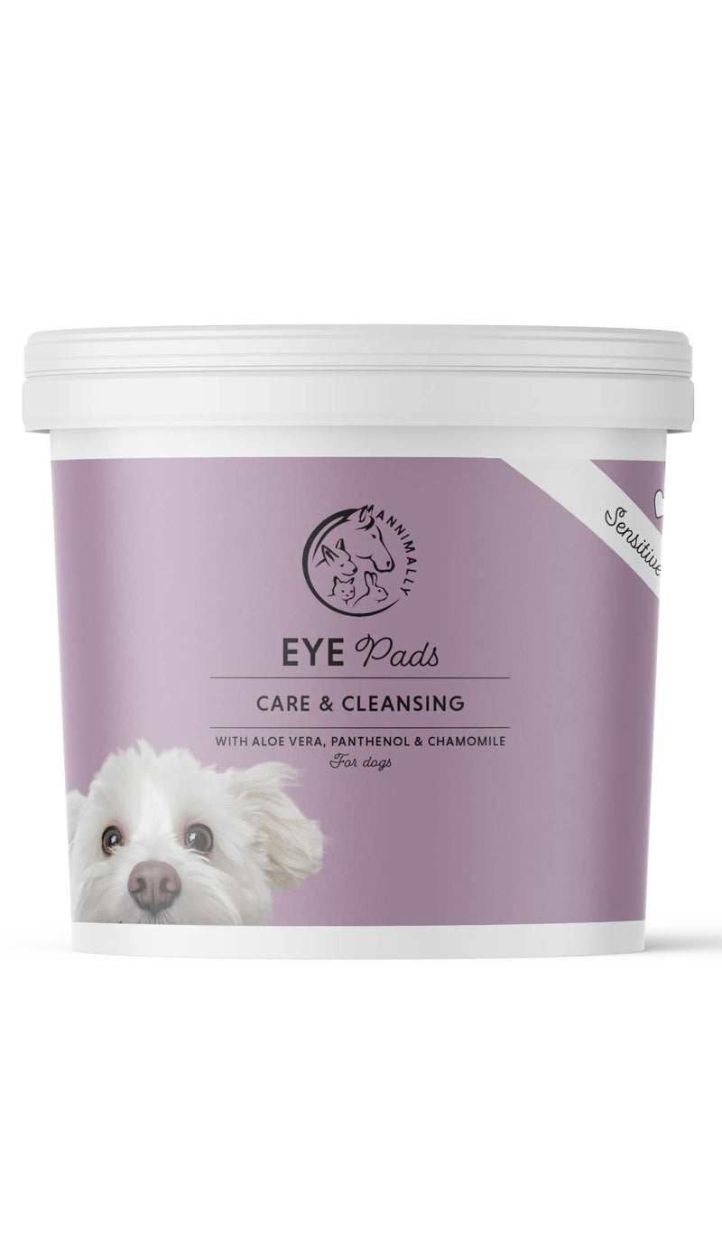 Annimally Eye Pads for Dogs 100 pcs. - With Chamomile & Aloe Vera, Perfume-Free for Cleaning the Eye Area and Removing Tear Stains, Dust & Dirt, Made in Germany