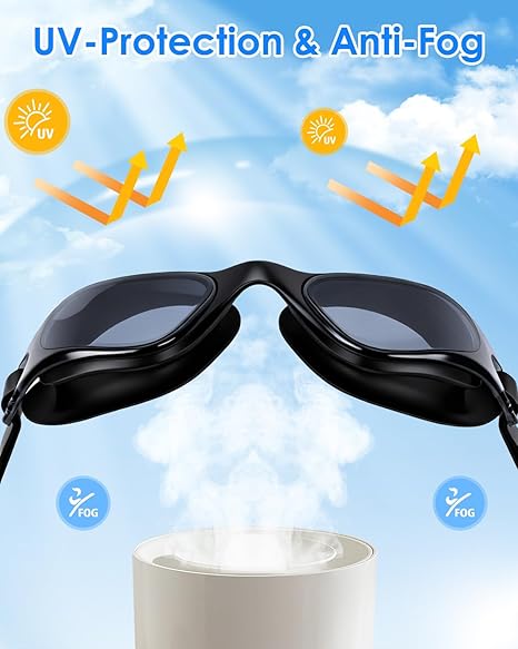 Nabaiji Swim Goggles, Anti Fog Swimming Goggles Waterproof UV Protection Mirrored & Clear Adjustable Silicone Swim Glasses Clear Vision Suitable For Everyone - BeesActive Australia