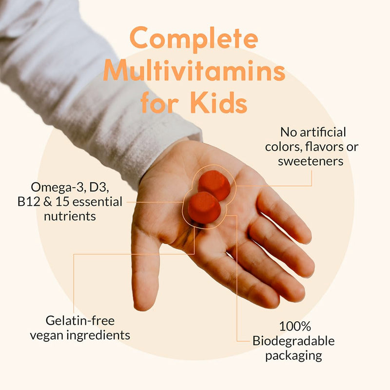 Complete Kids Multivitamin Gummies - with Omega 3,6,9, Vitamin B12, Folic Acid, Iodine, Vitamin C, Zinc - Kids Daily Essential Vitamins - Premium Vegan Multivitamin for Kids 2+ (60 Gummies)