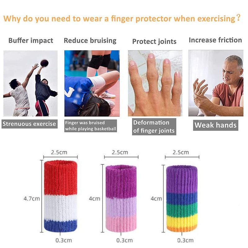 Finger Sleeves Protectors, 10 Pcs Finger Compression Sleeves Support Thumb Brace Finger Splint Sleeve, Elastic Sports Finger Sleeves for Trigger Finger, Knuckle, Arthritis, Basketball (Purple pink) Purple pink