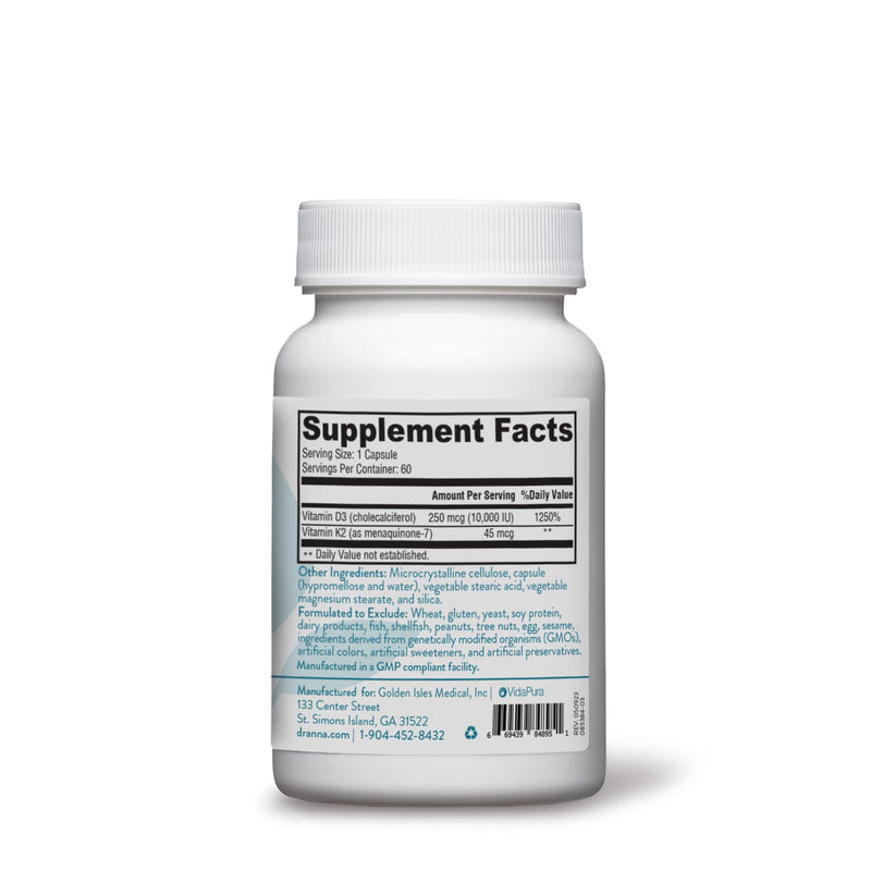 VIDAPURA Ray of Strength D3K2 by Dr. Anna Cabeca, Bone, 60 Softgels | High-Potency Vitamin D3 5000 IU & K2 (MK-7) Supplement – Bone, Immune & Heart Support