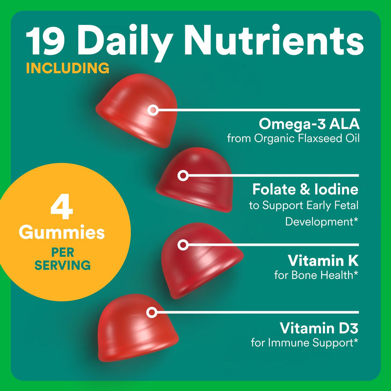SmartyPants Organic Prenatal Vitamins for Women,Multivitamin Gummies: Biotin,Methylfolate,Omega 3 (ALA),Vitamin D3,C,Vitamin B12,B6,A,K2 & Zinc,Choline,Vegetarian,(30 Day Supply),120 Count(Pack of 2) 1 Count (Pack of 2) Organic + Omega