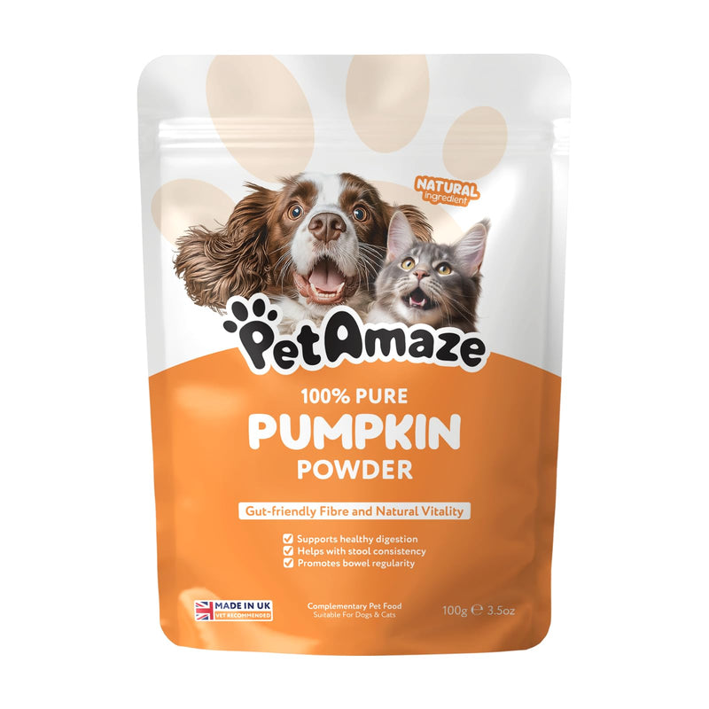 100% Natural Pumpkin Powder for Dogs - High Fibre Food Topper for Digestive Support, Stool Consistency & Healthy Guts, Sprinkle or Mix, Made in UK - 100 g 100 gm