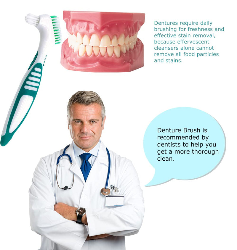 Premium Hygiene Denture Cleaning Brush Set, Multi-Layered Bristles & Ergonomic Rubber Handle, for Denture Care(Purple & Green) Purple & Green - BeesActive Australia