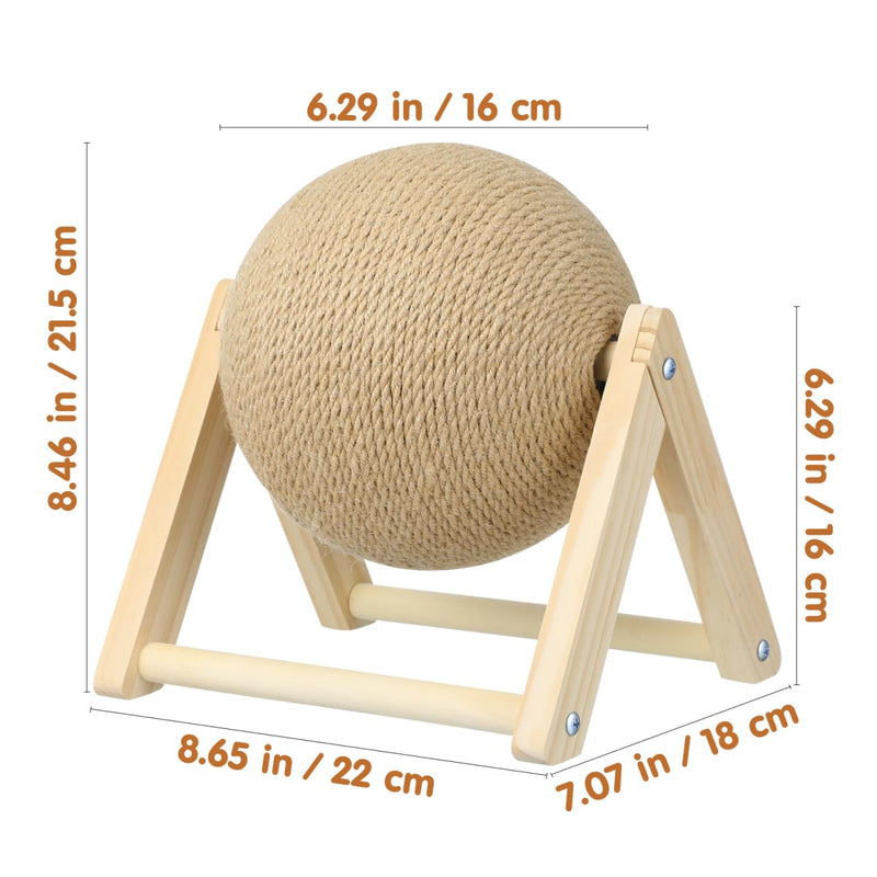STOBOK Cat Scratcher with Wood Scratching Ball - Cats and Kittens Indoor Toy for Claw Care and Exercise - Round Scratching Board Spinning Ball Interactive Rabbit Pet Supplies for Home and Shops