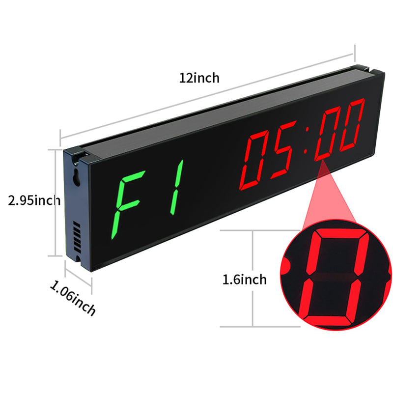 12" Digital Wall Alarm Clock Timer for Interval Workout with Countdown/Up Stopwatch, Gym Interval Timer, Tabata EMOM Remote Control for Home Gym Boxing MMA Fitness Gym Timer - 01