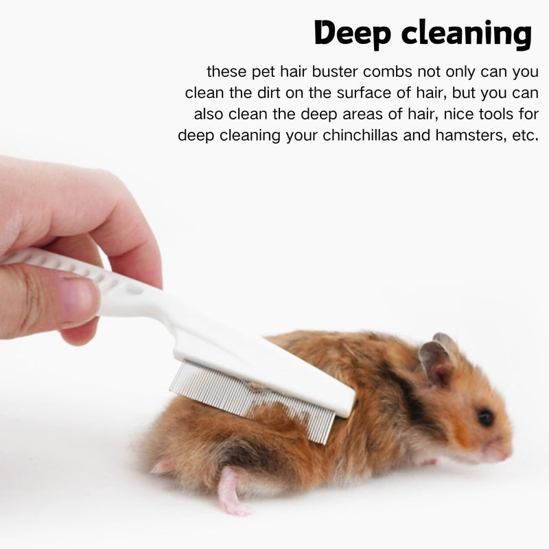 2 Pack Hamster Brush - Small Pet Hair Comb Stainless Steel Rounded Teeth Massage Comb for Hamster Chinchilla Ferret Guinea Pig Rabbit Small Animal Grooming Tool Cleaning Supplies (2 Pack,White) 2 Pack White - BeesActive Australia