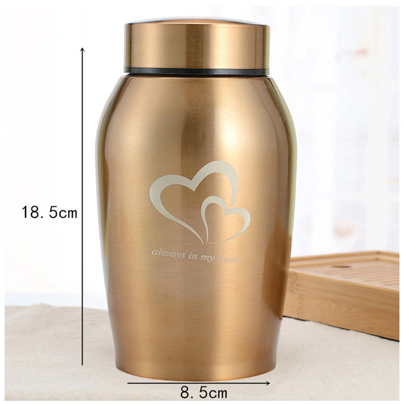 ZHYUAN Pet urn made of stainless steel, urns for dogs and cats, pet memorial urn, memorial urn, portable pet urn, pet urn made of stainless steel, suitable for dogs, cats and other small animals (Golden) Golden - BeesActive Australia