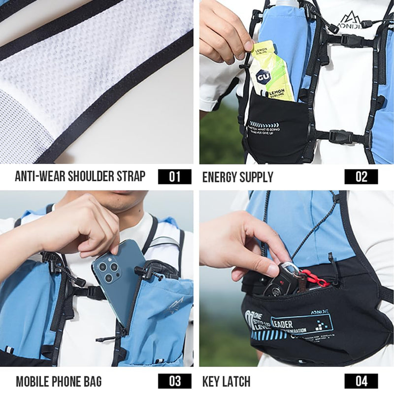 AONIJIE Running Hydration Vest Backpack 5L Marathon Race Cycling Hiking Climbing Trail Running Essentials for Women Men Black - BeesActive Australia