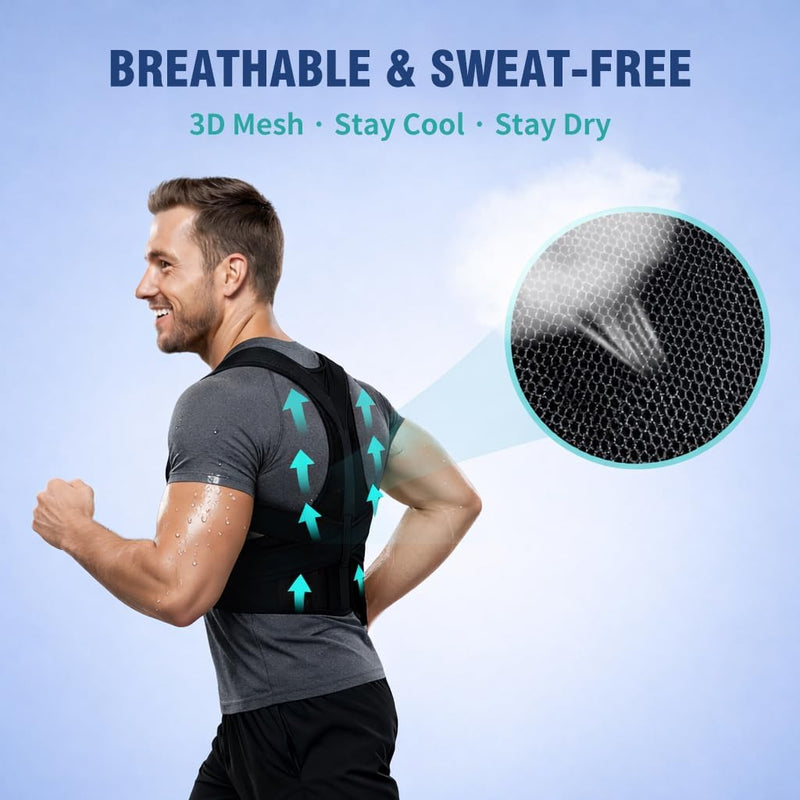 Back Brace Support Posture Corrector for Women & Men – Full Back Support for Upper, Mid & Lower Back Pain Relief, Ergonomic 3-in-1 System Improves Posture & Helps with Slouching, Rounded Shoulders, XL (37–43 in waist) X-Large 1
