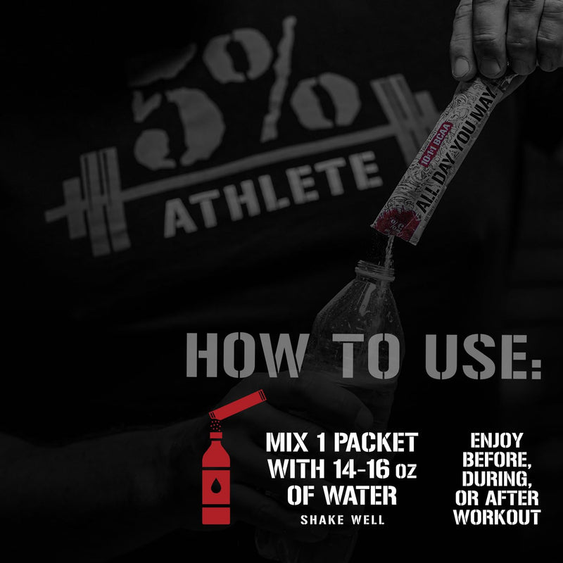 5% Nutrition Rich Piana AllDayYouMay BCAA Powder Stick Packs | Premium Intra & Post Workout Amino Acids, EAA, Electrolytes for Endurance, Hydration, Muscle Recovery (Italian Lemon Ice) (10 Count) Italian Lemon Ice (Non-Caffeinated)
