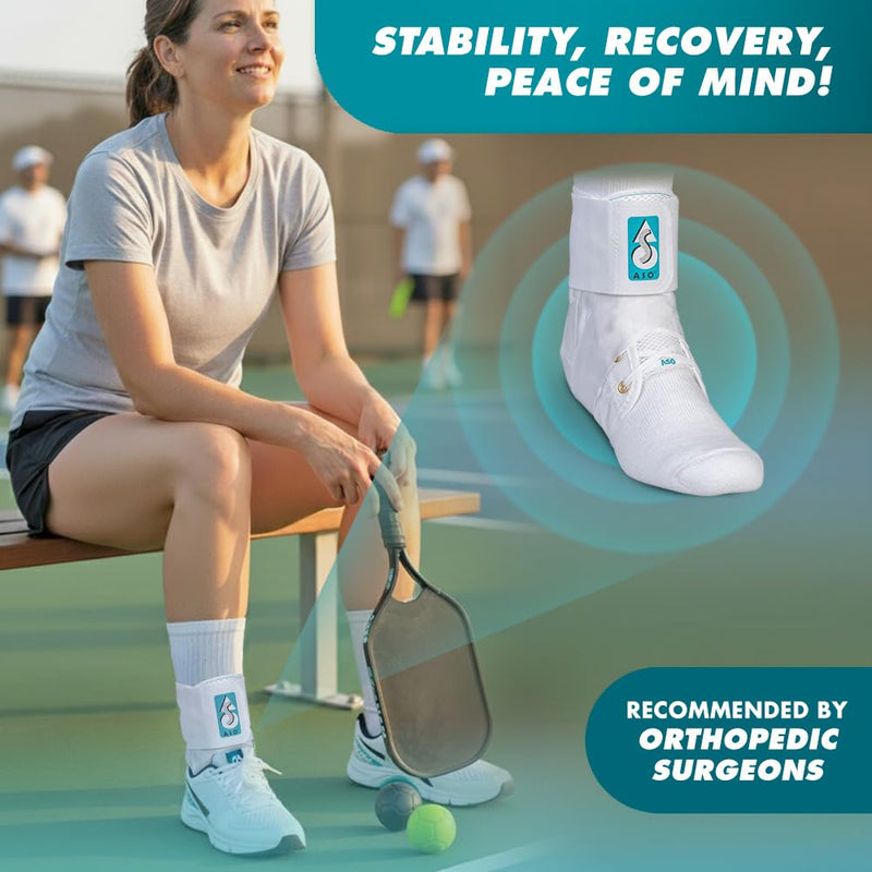 Med Spec ASO Ankle Stabilizer - Lace Up Ankle Brace for Sprained Ankle and Peroneal Tendonitis, Orthopedic Ankle Support for Men, Women, Adults, Teens and Kids, Sports Injury Recovery White Medium - BeesActive Australia