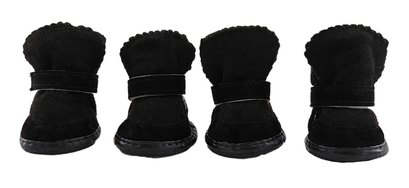 GabeFish Puppy Cute Cozy Warm Anti Slip Winter Boots for Small Medium Dogs Pets Cats Thicken Fleece Snow Shoes Black Large Label: 4 - BeesActive Australia