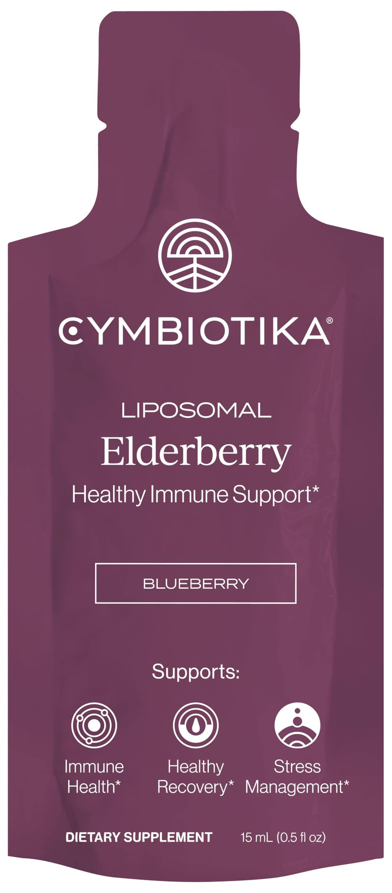 CYMBIOTIKA Liposomal Elderberry with Vitamin E for Immune Support | Organic elderberry with vitamin E for antioxidant & immune support. Liposomal absorption. Vegan, gluten free. 26 packets.