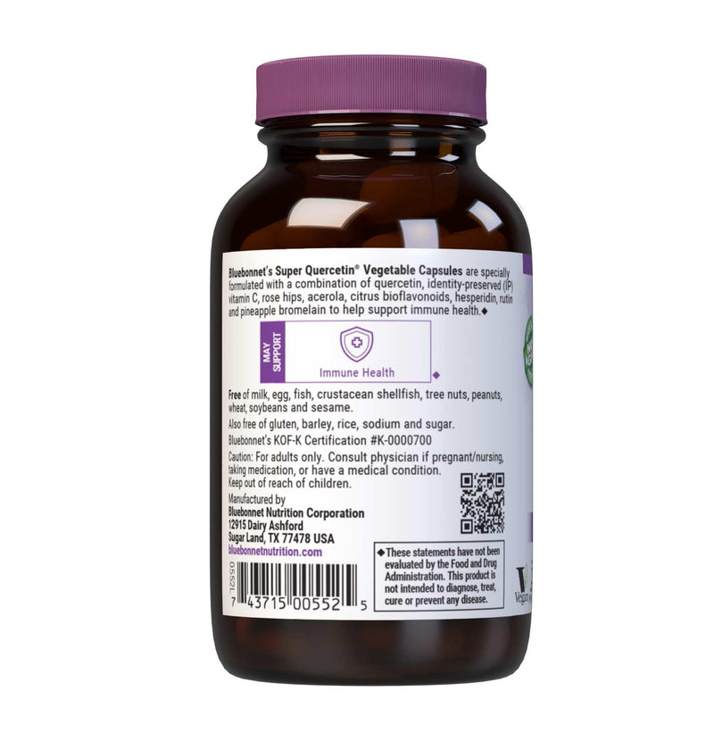 Bluebonnet Nutrition Super Quercetin Vegetable Capsules, Vitamin C Formula, Best for Seasonal & Immune Support, Non GMO, Gluten Free, Soy Free, Milk Free, Kosher, 60 Vegetable Capsules | Immune Health; Non-GMO, Vegan, Kosher Certified, Gluten-Free, Soy...