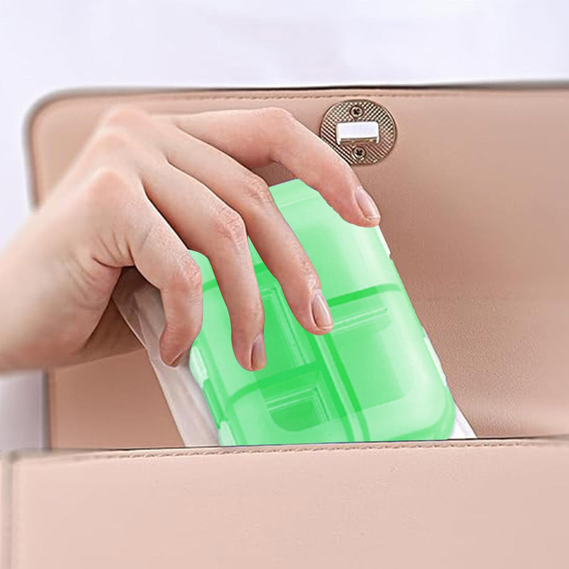 2PCS Portable Pill Box Case 10 Compartments with Medicine Labels Daily Use | Pill Storage Box Pill Container Travel Folding Small Medicine Box for Purse Vitamin Fish Oil
