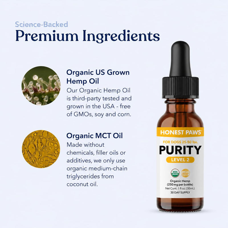 Honest Paws Hemp Oil for Dogs - Natural Hemp Seed Oil Drops Rich in Omega 3 6 9 - May Help Support Calm Behavior, Physical Comfort & Overall Wellness - Made in USA Level 2
