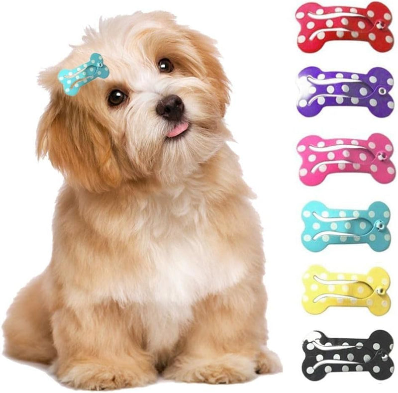 5 Pcs Dog Hair Clips Mini Bone Snap Dog Barrette Small Snap Hair Clips Pet Hair Barrettes Pet Hairpin Dog Hair Accessories Pet Supplies (Rose Red) Rose Red - BeesActive Australia