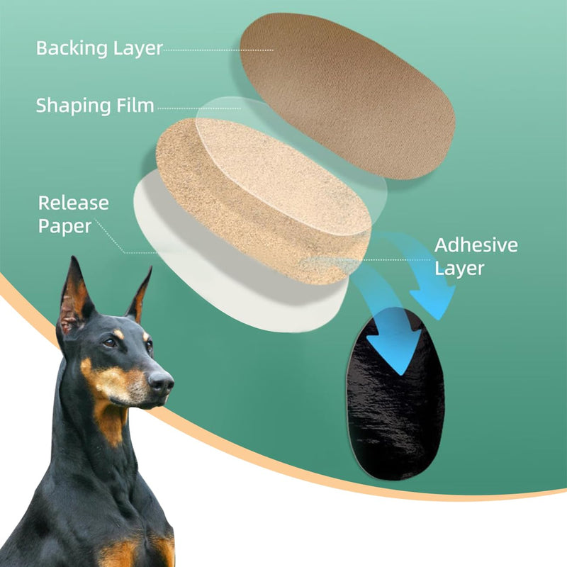 2 Pcs Dog Ear Posting Kit for Doberman Pinschers - Dog Ear Tape Ear Stand Up Support Tool with Tape for Ear Correction and Vertical Hold brown