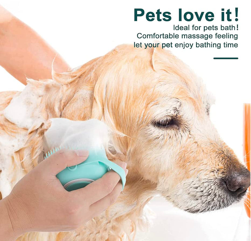 Pet Bath Massage Brush Puppy Dog Cat Grooming Cleaning Soft (Blue) Blue - BeesActive Australia