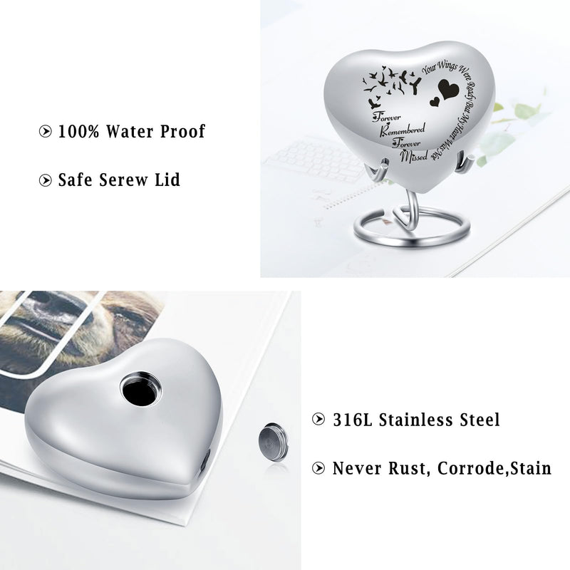 AIWENXI Pet Urn Memorial Container Jar Pot Urn Memorials Keepsake Pet Dog Cat Urn Mini Urn Memorial Urn for Cremation Ashes (Bird Silver) Bird Silver - BeesActive Australia