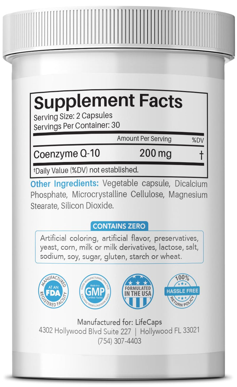 LifeCaps CoQ10 200mg - Ultimate CoQ10 - Ultra High Absorption Q10 Supplements - 60 Count 1