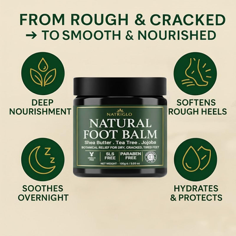 Organic Tea Tree Foot Balm for Dry Cracked Feet & Heels - Intensive Callus Remover & Foot Repair Cream with Shea Butter - Moisturizer for Rough Hard Skin & Cracked Heel Treatment for Men & Women 3.5 Ounce (Pack of 1) - BeesActive Australia