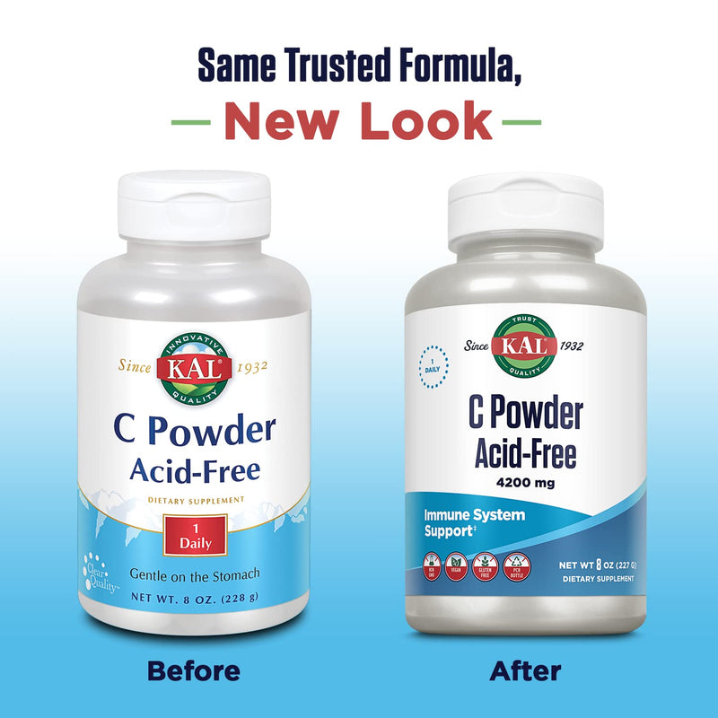 KAL Vitamin C Powder Acid-Free Unflavored Tablets, 4200 mg, 8 Ounce 8 Ounce (Pack of 1)