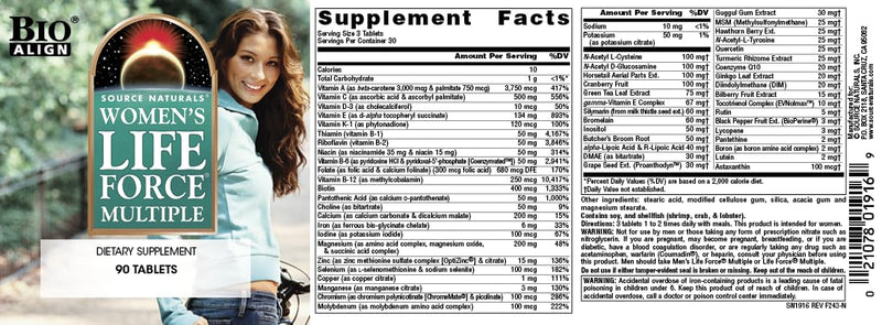 Source Naturals Women's Life Force Multiple, Daily Multivitamin & Immune Health Supplement - 90 Tablets 90 Count (Pack of 1)