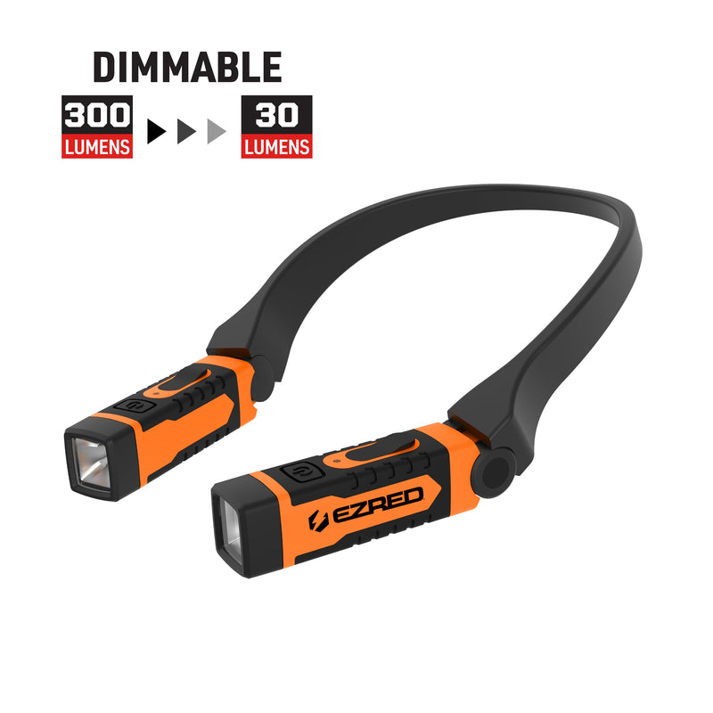 EZRED NK15-OR ANYWEAR Rechargeable Neck Light for Hands-Free Lighting, Orange, Perfect Light for Mechanics, Camping, Hunting, DIY Projects, Reading - BeesActive Australia