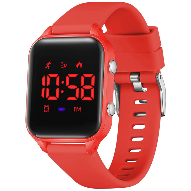 Kids Digital Watches for Boys Girls, Sports Watch with Fitness Tracker, Pedometer, Alarm Clocks, Stopwatch, No App Needed Waterproof Kids Watch, Gift for Teens Student Girls Boys Ages 5-14 L6615E-Red - BeesActive Australia